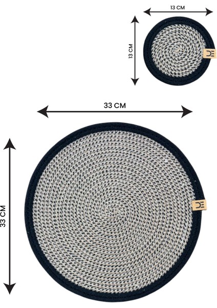 Hasır Görünümlü 12’li Sofra Seti – Supla ve Bardak Altlığı Takımı