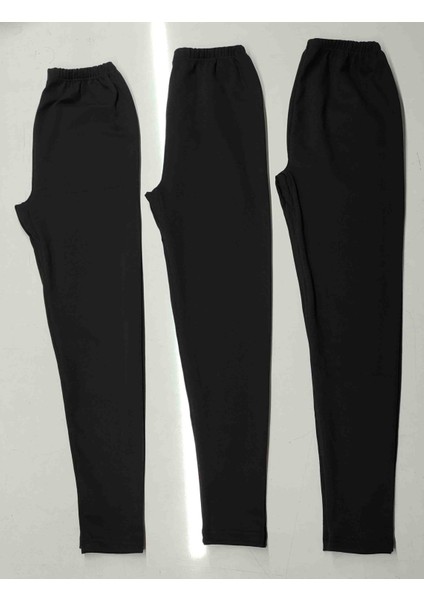 3'lü Içlik Şardonlu Kışlık Tayt (Siyah)