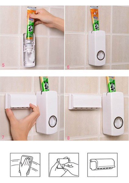 Otomatik Diş Macunu Sıkacağı ve 5 Adet Diş Fırası Tutacağı Diş Fırçalığı (5332) fırsatları