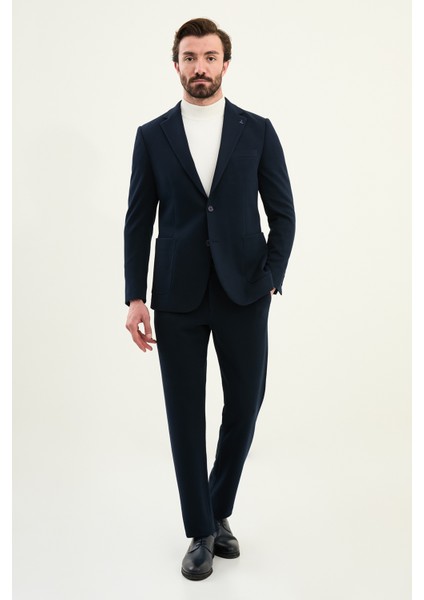 Dokulu Slim Fit Mono Yaka Torca Cep Beli Lastikli Ipli Erkek Takım Elbise modelleri