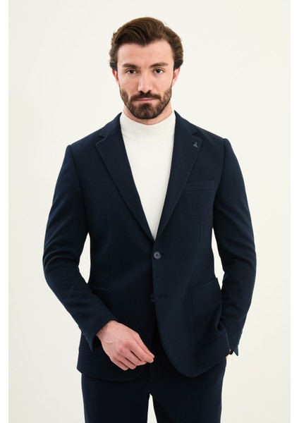 Dokulu Slim Fit Mono Yaka Torca Cep Beli Lastikli Ipli Erkek Takım Elbise fırsatları