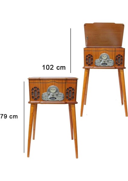 Pikap Ahşap Standlı Plakçalar Radyo Bluetooth USB CW005 indirimleri