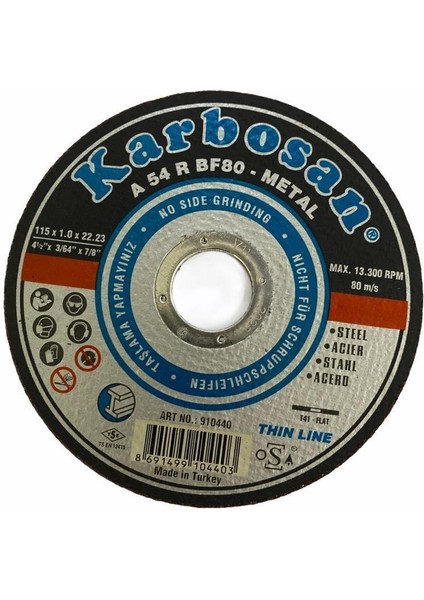 Karbosan 115X1,0X22 Thinline Metal Kesici