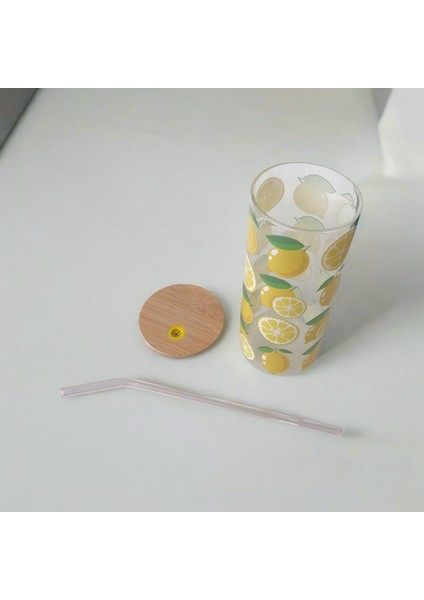 Bambu Kapaklı Cam Pipetli Kupa 650 ml | M1 fırsatları