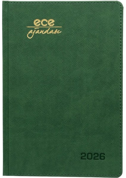 Ajandası Datça 2026 Yeşil - Günlük Kareli Sert Kapak 14X20