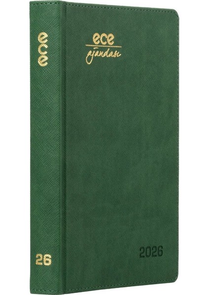 Ajandası Datça 2026 Yeşil - Günlük Kareli Sert Kapak 14X20 fiyatları