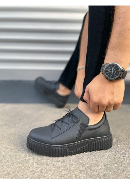 JY502 Bold Bağcıklı Cilt Erkek Günlük Sneaker Ayakkabı Cst - Siyah modelleri