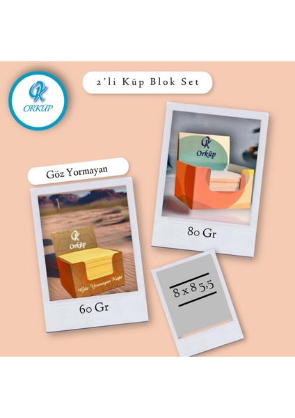 Orküp Bloknot Küp Not 8x8 1. Hamur 80 gr 500'LÜ Puantiyeli ve 2. Hamur 60 gr | Göz Yormayan Kağıt