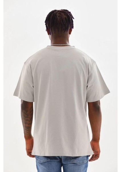 Unisex Baskılı Oversize T-Shirt - Gri fiyatları