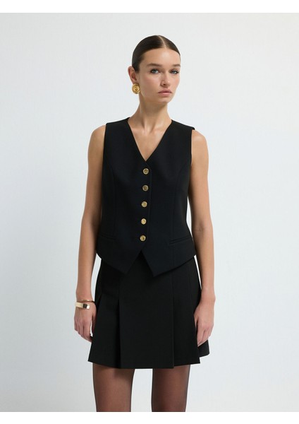 V Yaka Yelek Siyah 17940965012