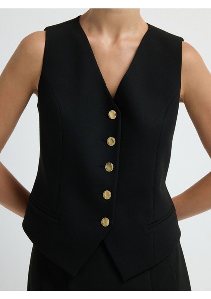 V Yaka Yelek Siyah 17940965012 fiyatları