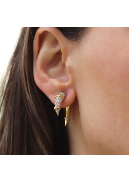 Fildişi Trend Gold Gümüş Küpe