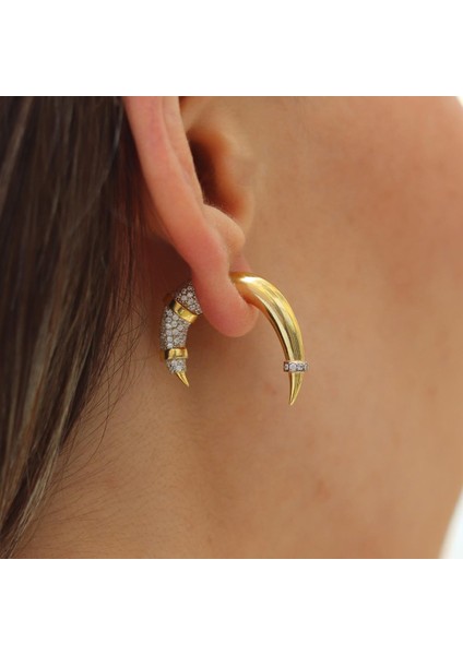 Fildişi Trend Gold Gümüş Küpe modelleri