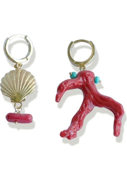 Mercan Istiridye Gold Gümüş Küpe fırsatları