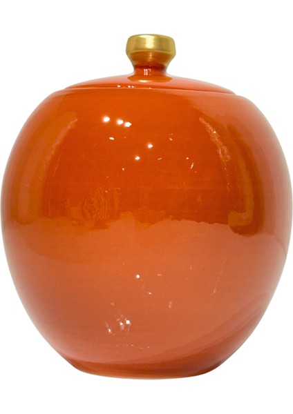 Turuncu Mini Seramik Kapaklı Küp