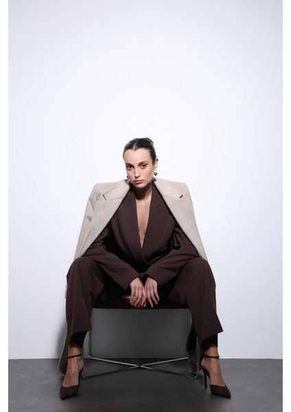 Bej Yün Karışımlı Kruvaze Kadın Kaban fiyatları