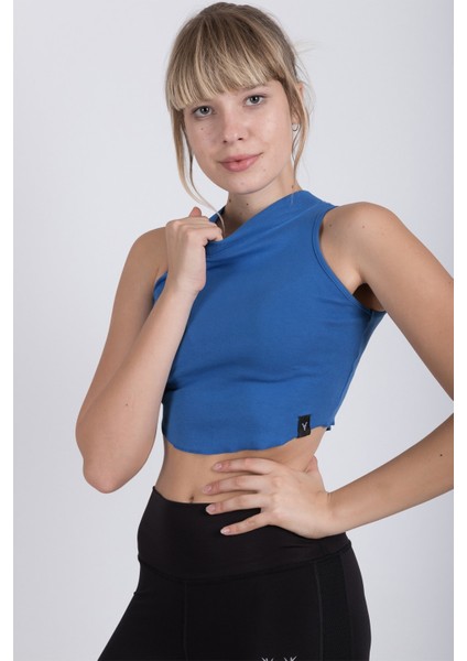 Sıfır Kollu Büstiyer Kısa Penye Crop T-Shirt