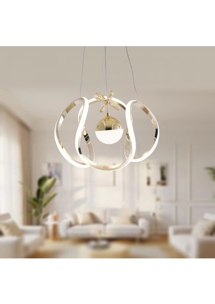 Kavis Modeli Fransız Sarı Kaplama Tek Toplu 3 Renk Modüllü Ledli Avize fiyatları