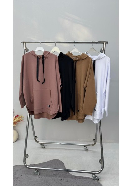 Kadın Büyük Beden Uzun Kollu Kapüşonlu Kanguru Cepli Sweatshirt 2016 indirimleri