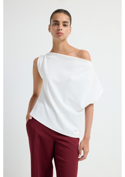 Degaje Yaka Kolsuz Bluz Kemik 11545231001 indirimleri