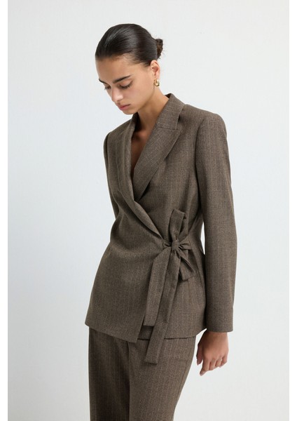 Yandan Bağlamalı Ceket Kahve 11945733001