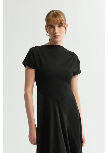 Saten Detaylı Örme Elbise Siyah 124L9294002 fiyatları