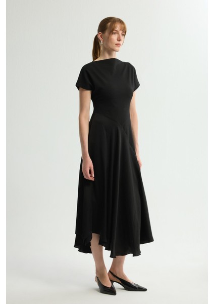 Saten Detaylı Örme Elbise Siyah 124L9294002 fırsatları