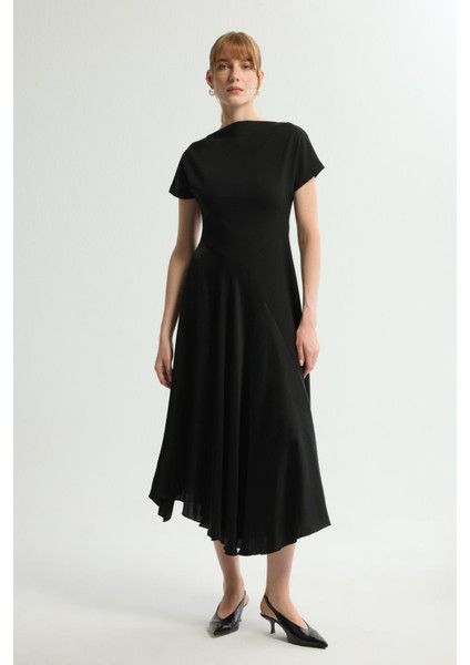 Saten Detaylı Örme Elbise Siyah 124L9294002 indirimleri