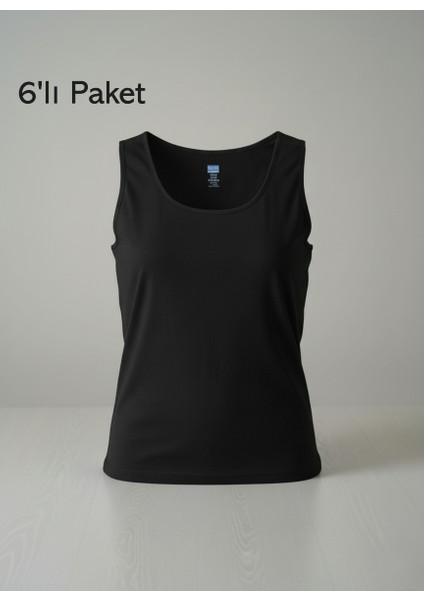 Kadın Ribana Mat Biyeli Geniş Askılı 6'lı Paket Normal ve Büyük Battal Beden - Berrak