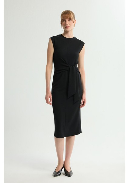 Bağlamalı Kolsuz Elbise Siyah 124L9744000