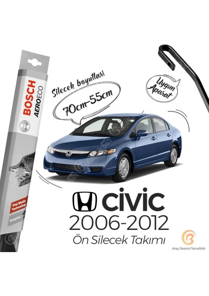 Aeroeco Honda Civic Fd6 2006 - 2012 Ön Muz Silecek Takımı fiyatları