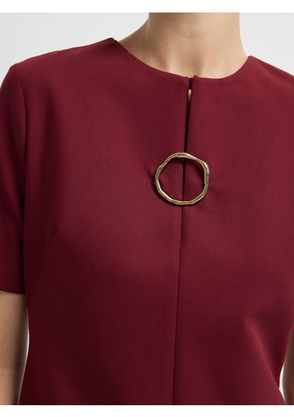 Aksesuarlı Elbise Bordo 12445678000 modelleri