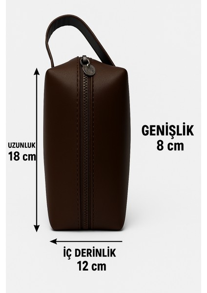 Dopp Kit Suni Deri Organizer Aksesuar Şık Tasarım Unisex El Çantası Kahverengi fırsatları