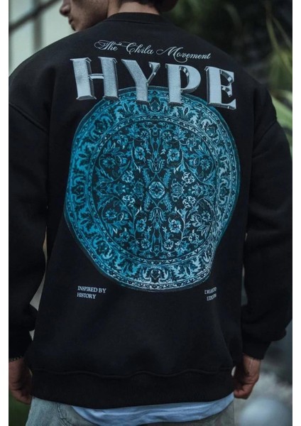 Üç Iplik Bisiklet Yaka Baskılı Sweatshirt - Siyah modelleri