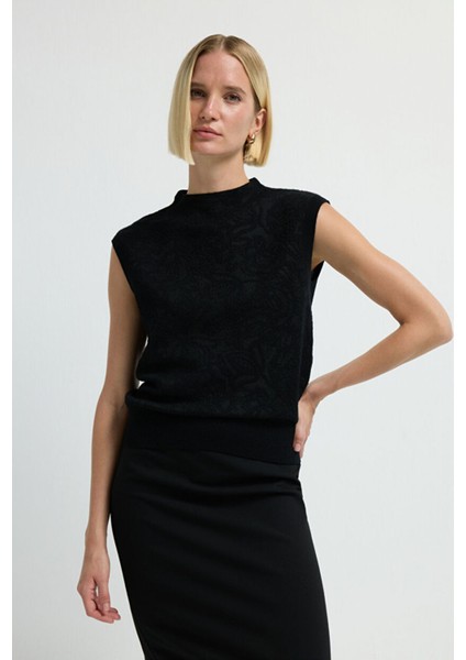 Kolsuz Desenli Triko Bluz Siyah 11545373000 indirimleri