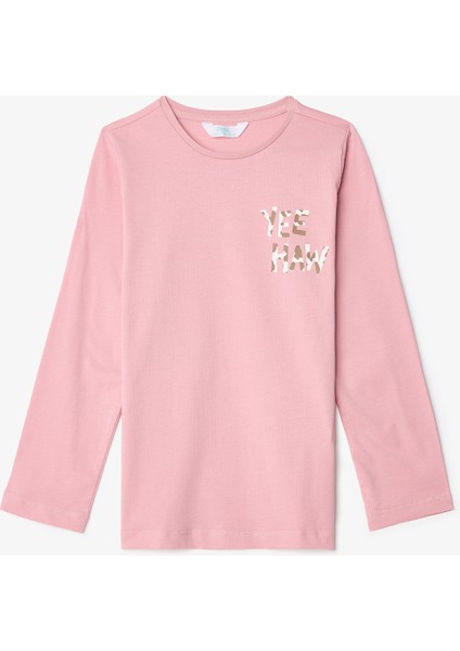 Pembe Kız Çocuk İnek Desenli Uzun Kollu Pamuklu 2li Pijama Takımı