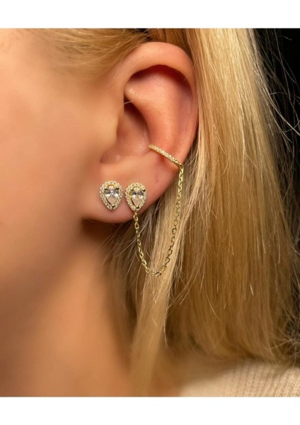 Damla Model Kıkırdak Uzantılı Küpe