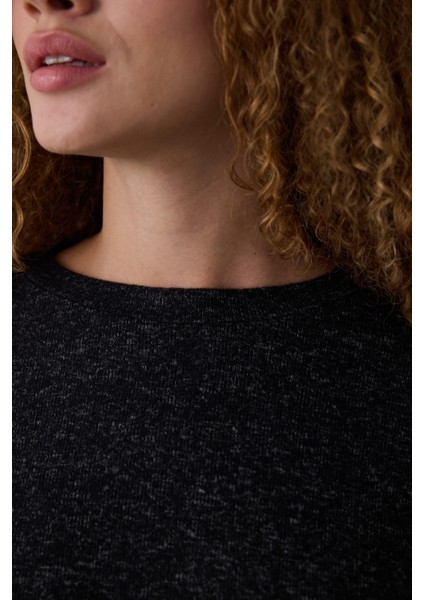 Siyah Dark Sky Bisiklet Yaka Uzun Kollu Pijama Takımı