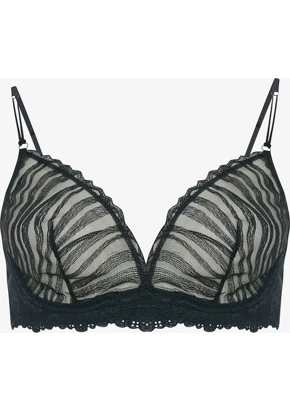Siyah Glam Brode Zebra Desenli Balenli Dolgusuz Toparlayıcı Sütyen fiyatları