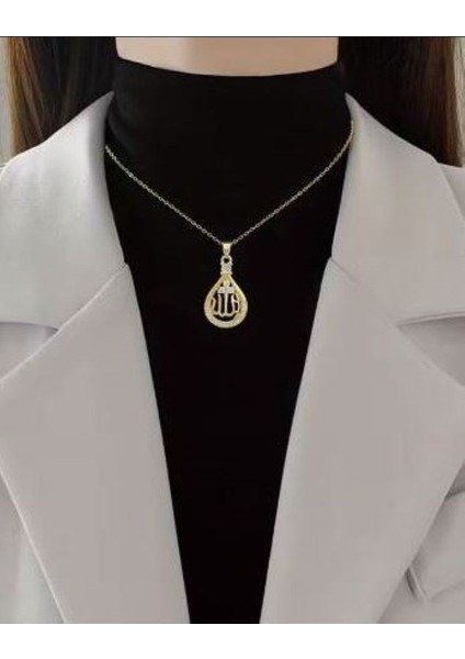 Taşlı Su Damlası Allah Yazılı Kolye fiyatları