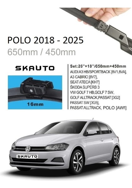 Volkswagen Polo Ön Cam Muz Silecek Takımı (2018-2025)
