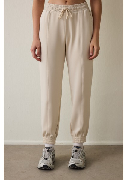 Bej Modal Şardonlu Jogger Eşofman Altı modelleri