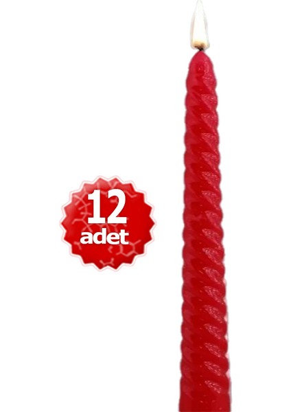 x 12 Adet Kırmızı Şamdan Mum
