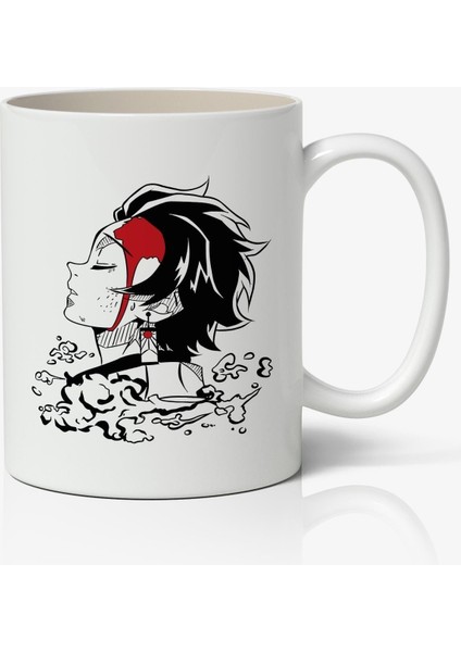 Demon Slayer Tanjiro Kamado Anime Baskılı Beyaz Porselen Kupa Bardak