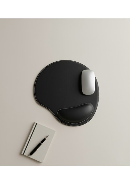 Bilek Destekli Mousepad - Dikişli Kaymaz Mouse Ped - Fare Pedi Kahverengi Mouse Pedi - Dikişli Oval Mouse Altlığı indirimleri