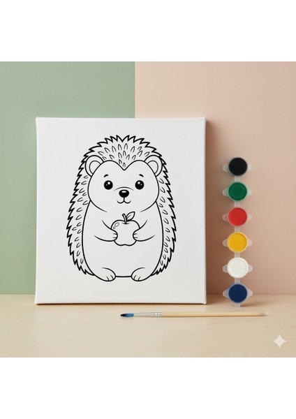 Çocuklar Için Sevimli Kirpi Tuvali Eğitici ve Eğlenceli Boyama Seti