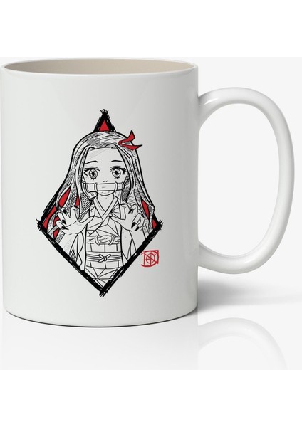 Demon Slayer Anime Temalı Baskılı Nezuko Kamado Beyaz Kupa Bardak