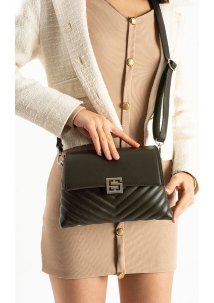 Asel Çanta,şık Tasarımlı haki Kadın Orta Boy Çapraz Çanta ,nakış ve Kapak Detaylı Omuz Çantası fiyatları