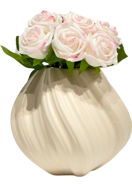 Krem Mini Kıvrım Vazo