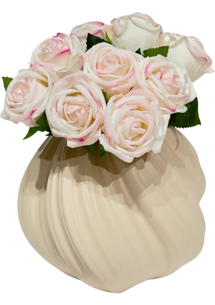 Krem Mini Kıvrım Vazo fırsatları